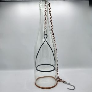 Wine Bottle Hanging Lantern With Votive Holder, Clear